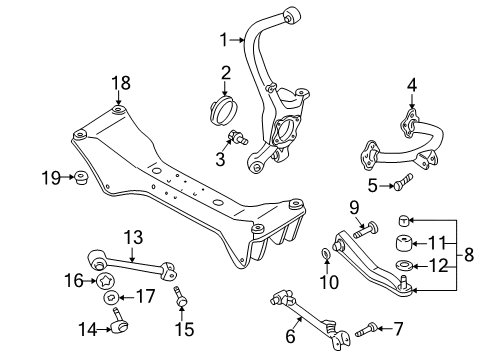2004 Chrysler Sebring Rear Suspension Components, Lower Control Arm, Upper Control Arm, Stabilizer Bar Bearing Diagram for MN101078