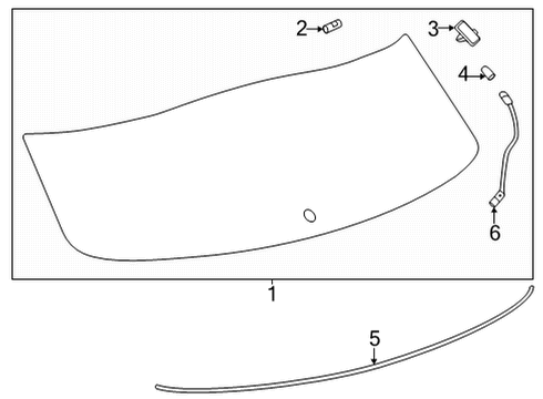 2022 Toyota Corolla Cross Front Door Glass & Hardware Lift Gate Glass Spacer Diagram for 64819-0A040