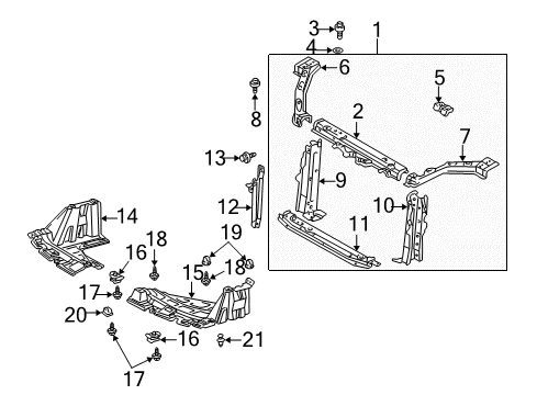 2002 Toyota Prius Radiator Support Lock Support Diagram for 53209-47010