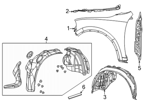 2018 Dodge Durango Fender & Components SILENCER-WHEELHOUSE Inner Diagram for 68359843AE