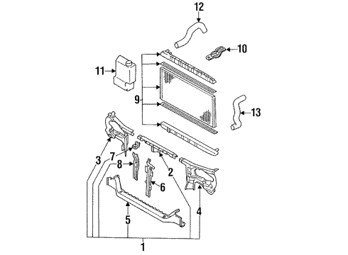 1991 Nissan NX Radiator & Components, Radiator Support Radiator Assy Diagram for 21410-59Y01