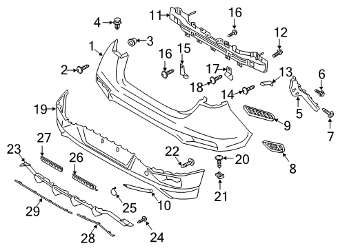 2021 Hyundai Veloster N Bumper & Components - Rear Retainer Diagram for 97519-22000