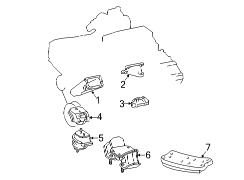 1998 Lexus GS400 Engine & Trans Mounting Stabilizer, Engine Mounting Diagram for 12381-50071