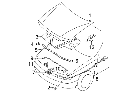 2001 Nissan Altima Hood & Components Rod-Hood Support Diagram for 65771-9E000