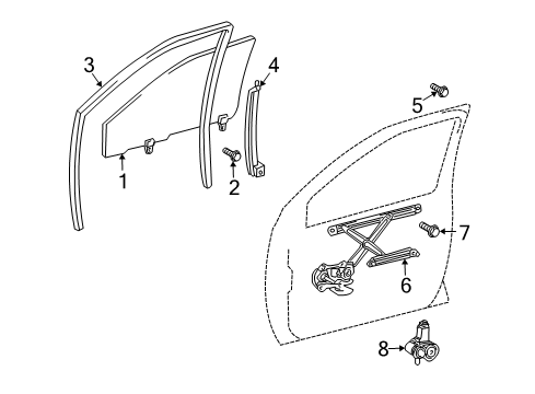 2006 Toyota Prius Front Door Moveable Glass Diagram for 68102-47051