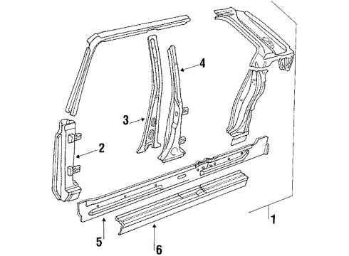 1984 BMW 528e Center Pillar & Rocker Sill Strip Front Diagram for 51471913711
