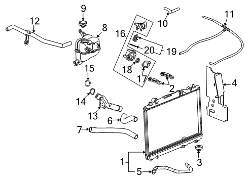 2006 Cadillac CTS Radiator & Components Radiator Surge Tank Inlet Hose Assembly Diagram for 88987636