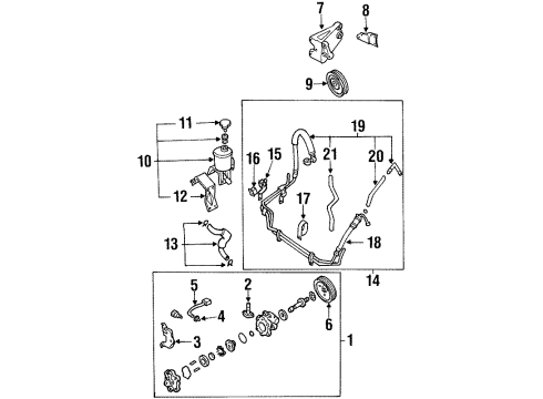 2000 Nissan Xterra Belts & Pulleys Power Steering Oil Pump Belt Diagram for 02117-25023