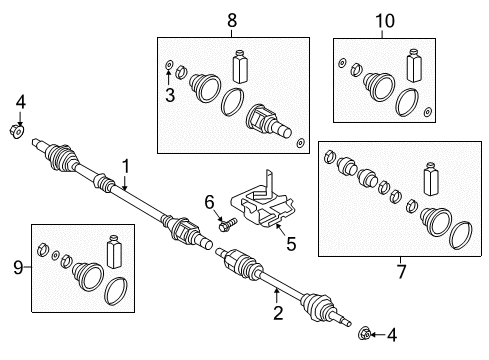2018 Hyundai Elantra GT Drive Axles - Front Boot Kit-Front Axle Wheel Side Diagram for 49536-F2300