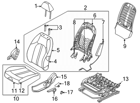 2022 Hyundai Sonata Driver Seat Components Front Cushion Covering, Left Diagram for 88160-L0010-VSM