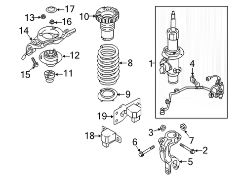2020 Genesis G80 Struts & Components - Front Bracket-Shock Absorber, RH Diagram for 54641-B1500