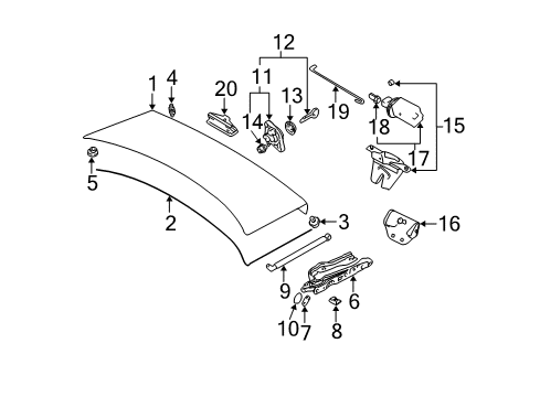 1997 BMW 540i Trunk Trunk Lock Actuator Diagram for 67118368196