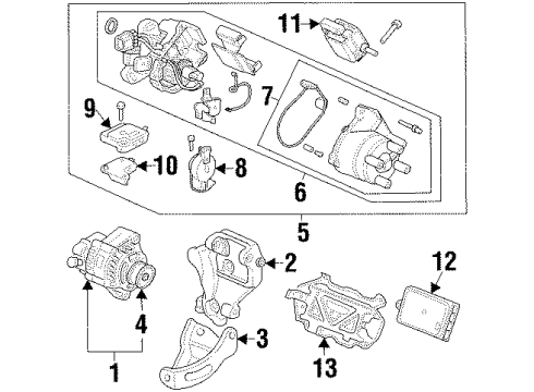 1997 Honda Odyssey Ignition System, Alternator Bracket, Alternator Diagram for 31112-P0A-A00