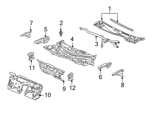 1996 Acura NSX Cowl Insulator, Center Bulkhead Diagram for 84501-SL0-A02