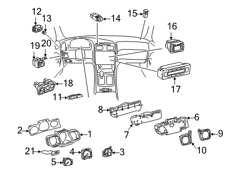 2000 Lexus GS300 A/C & Heater Control Units Multi-Display Diagram for 86111-30160