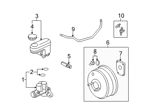 2009 Saturn Vue Dash Panel Components Hose Asm-Power Brake Booster Vacuum Diagram for 15884814