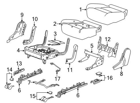 2018 Cadillac XT5 Rear Seat Components Seat Base Diagram for 13511538