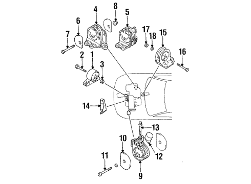 1996 Eagle Talon Engine & Trans Mounting Insulator Engine Mount Diagram for MB911549