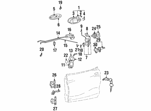 1997 Hyundai Tiburon Switches Exterior Door Handle Assembly, Front, Left Diagram for 82650-27000