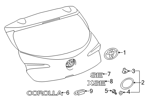 2022 Toyota Corolla Exterior Trim - Lift Gate Lock Switch Diagram for 84804-12050