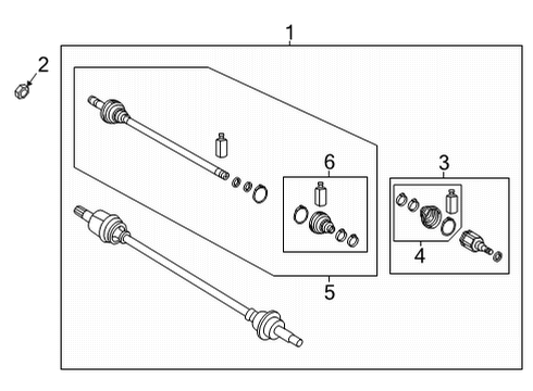 2022 Hyundai Santa Cruz Drive Axles - Rear SHAFT ASSY-DRIVE RR, LH Diagram for 49600-K5000