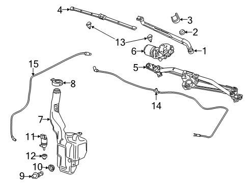 2019 GMC Sierra 1500 Wiper & Washer Components Washer Hose Diagram for 22754403