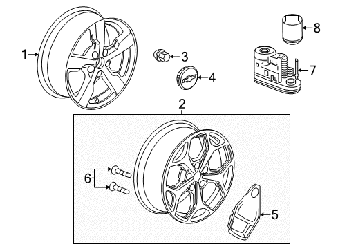 2013 Chevrolet Volt Wheels Wheel, Alloy Diagram for 22826570