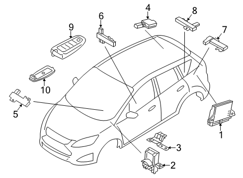 2014 Ford C-Max Keyless Entry Components Module Diagram for CM5Z-14F642-H