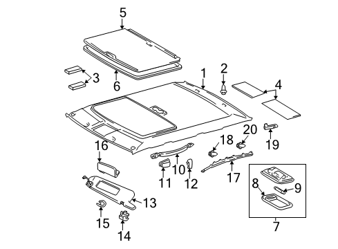 2004 Toyota Camry Interior Trim - Roof Cup Holder Screw Diagram for 90159-A0020