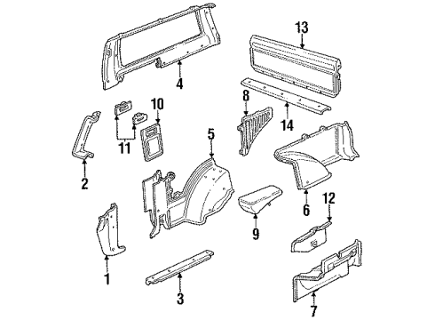 1992 GMC Jimmy Interior Trim Molding Asm-End Gate Trim Panel Diagram for 15590935