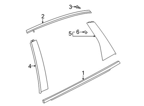 2021 Acura TLX Exterior Trim - Rear Door Molding, Left Rear Door Diagram for 72950-TGV-A11