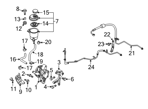2007 Kia Spectra5 P/S Pump & Hoses Bracket-Power Steering Oil Pump Mounting Diagram for 57226-2D010