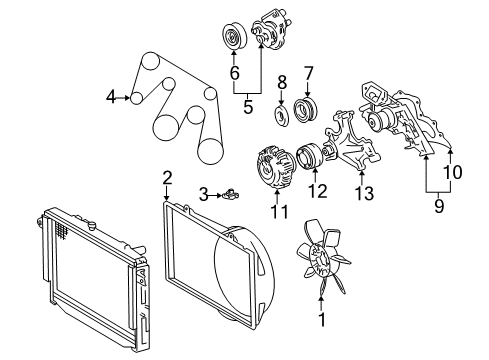 2000 Lexus LX470 Belts & Pulleys Pulley Sub-Assy, Idler, NO.1 Diagram for 16603-0W010