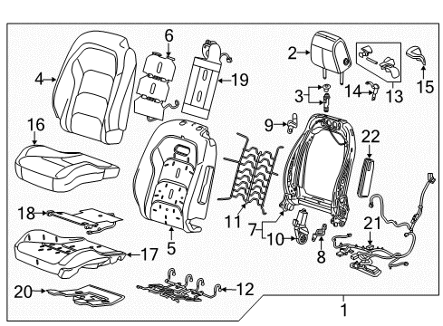 2020 Chevrolet Camaro Driver Seat Components Cushion Cover Diagram for 84139989