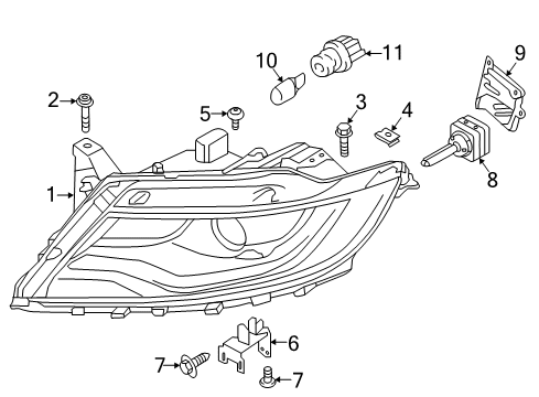 2016 Lincoln MKX Headlamps Headlamp Housing Diagram for FA1Z-13008-A