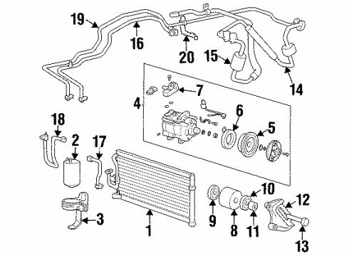 1996 Hyundai Elantra A/C Condenser, Compressor & Lines Condenser Assembly-Cooler Diagram for 97606-29100