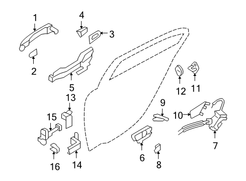 2014 Hyundai Genesis Rear Door Adapter-Rear Door Latch, RH Diagram for 83496-3M000