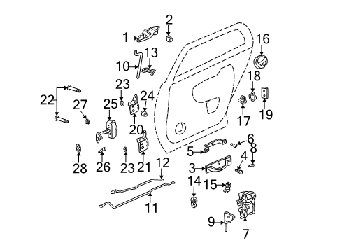 2005 Cadillac DeVille Rear Door - Lock & Hardware Striker Diagram for 25767961