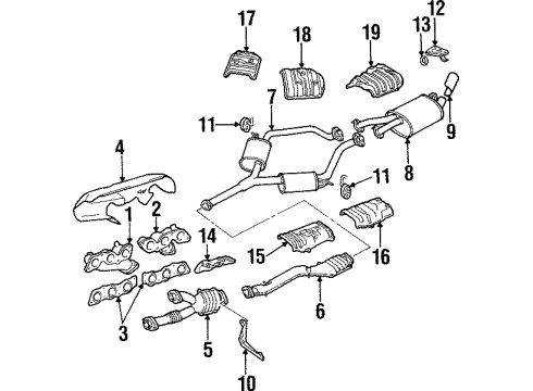 1994 Toyota Supra Exhaust Manifold Converter & Pipe Diagram for 17410-46210