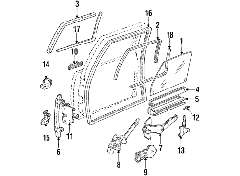 1991 Pontiac Trans Sport Front Door - Glass & Hardware Handle Asm-Front Side Door Inside Diagram for 20566243