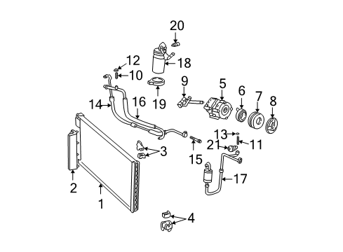 2000 Ford Mustang A/C Condenser, Compressor & Lines Bearings Diagram for E9SZ-19D666-A