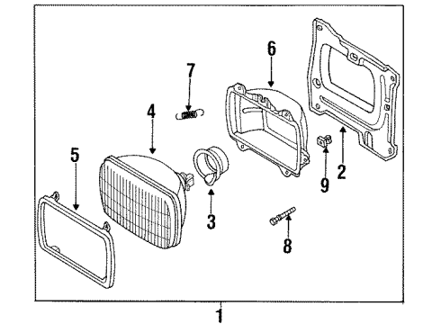 1989 Nissan D21 Bulbs Driver Side Headlamp Assembly Diagram for B6060-01G00