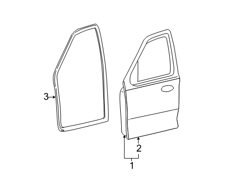 2002 Ford Escape Front Door Door Shell Diagram for 7L8Z-7820125-A