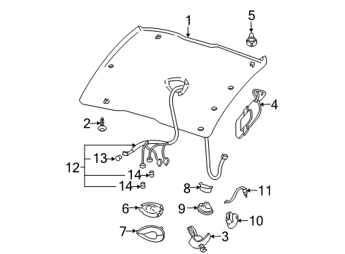 1999 Chevrolet Cavalier Interior Trim - Roof Hook-Coat *Graphite Diagram for 22695973
