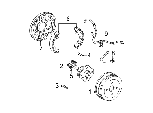 2005 Scion xB Rear Brakes Wheel Cylinder Overhaul Kit Diagram for 04906-10021