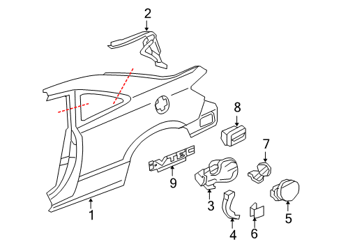 2007 Honda Civic Quarter Panel & Components Adapter Assy., Fuel Lid Diagram for 74480-SVA-A00