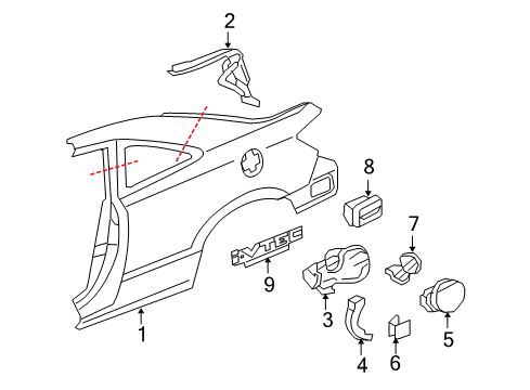 2007 Honda Civic Quarter Panel & Components Sticker, R. Side (Typefs) (I-Vtec) Diagram for 75773-SVB-A01ZA