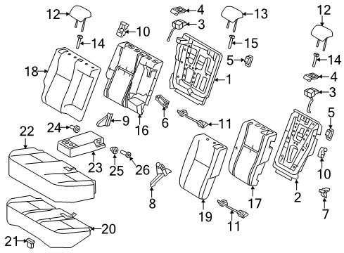 2018 Toyota Corolla iM Rear Seat Components Seat Back Pad Diagram for 71651-12B40