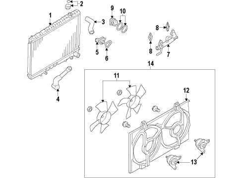 2014 Nissan Maxima Cooling System, Radiator, Water Pump, Cooling Fan SHROUD Assembly Diagram for 21483-9N00A