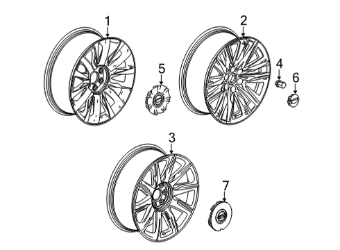2022 Cadillac Escalade ESV Wheels Wheel, Alloy Diagram for 23376238